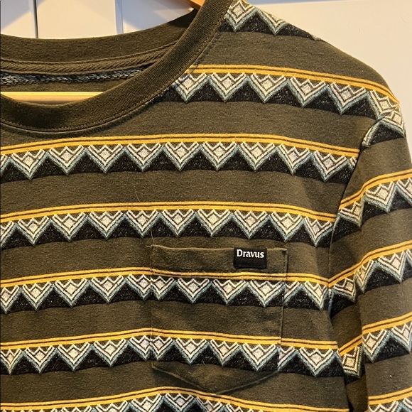 Dravus Men's Long Sleeve Shirt in Green and Black with Tan and Blue Accents l - Picture 3 of 8